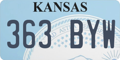 KS license plate 363BYW