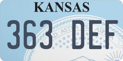 KS license plate 363DEF