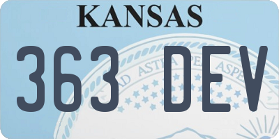 KS license plate 363DEV