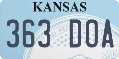 KS license plate 363DOA