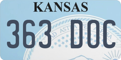 KS license plate 363DOC