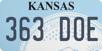 KS license plate 363DOE