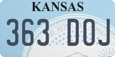 KS license plate 363DOJ