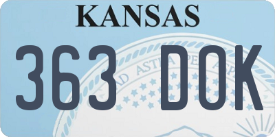 KS license plate 363DOK