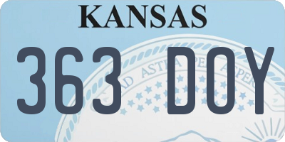 KS license plate 363DOY