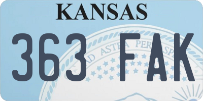 KS license plate 363FAK
