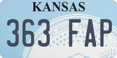 KS license plate 363FAP