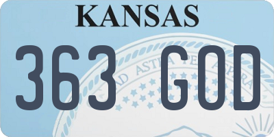 KS license plate 363GOD