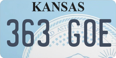 KS license plate 363GOE