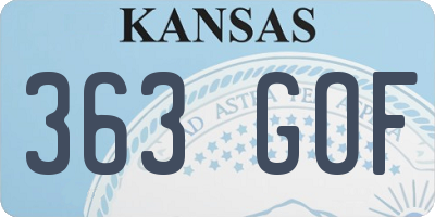 KS license plate 363GOF