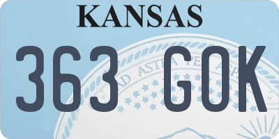 KS license plate 363GOK