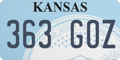 KS license plate 363GOZ