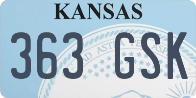 KS license plate 363GSK