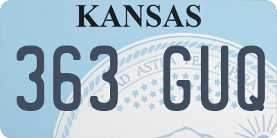 KS license plate 363GUQ