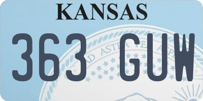 KS license plate 363GUW