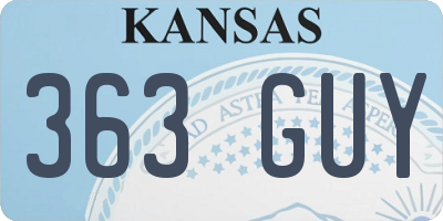 KS license plate 363GUY