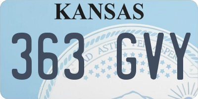 KS license plate 363GVY