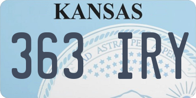 KS license plate 363IRY