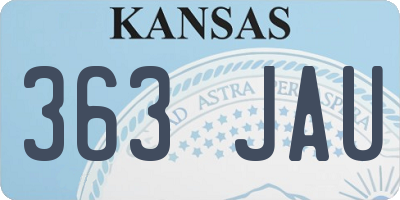 KS license plate 363JAU