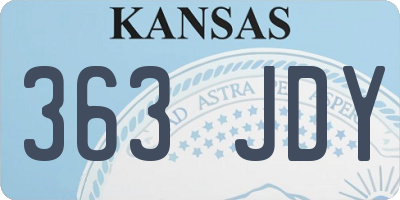KS license plate 363JDY