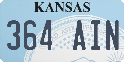 KS license plate 364AIN