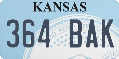 KS license plate 364BAK