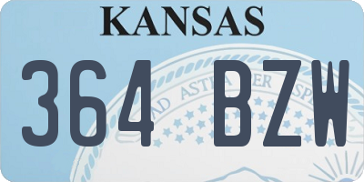 KS license plate 364BZW