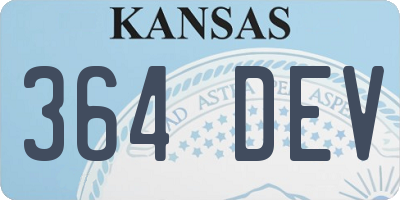 KS license plate 364DEV