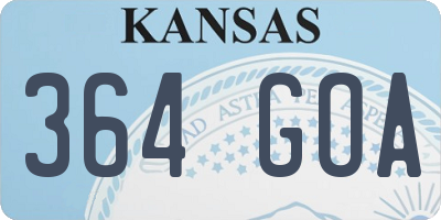 KS license plate 364GOA