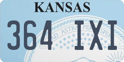 KS license plate 364IXI