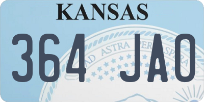 KS license plate 364JAO