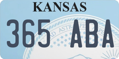 KS license plate 365ABA