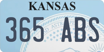 KS license plate 365ABS