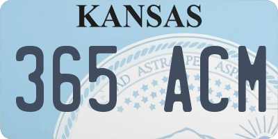 KS license plate 365ACM