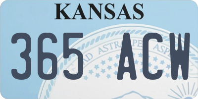 KS license plate 365ACW