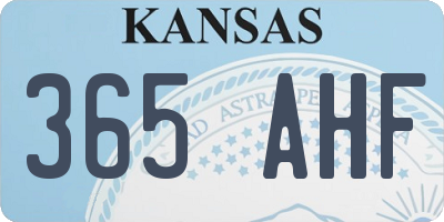KS license plate 365AHF
