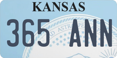 KS license plate 365ANN