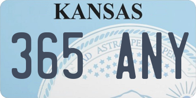 KS license plate 365ANY