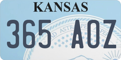 KS license plate 365AOZ