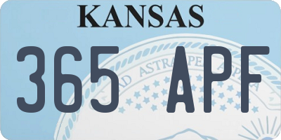 KS license plate 365APF