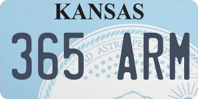 KS license plate 365ARM
