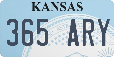 KS license plate 365ARY