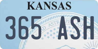 KS license plate 365ASH