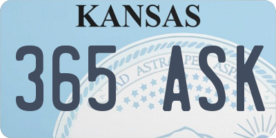 KS license plate 365ASK