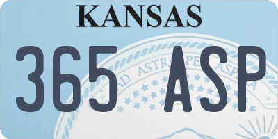 KS license plate 365ASP