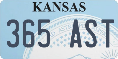 KS license plate 365AST