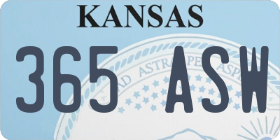 KS license plate 365ASW