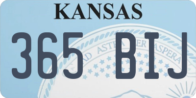 KS license plate 365BIJ