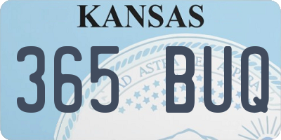 KS license plate 365BUQ