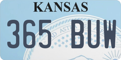 KS license plate 365BUW